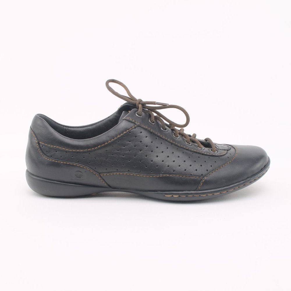 Born Black Perforated Leather Lace-Up Casual Oxford Sneakers Women's 6 NWT - Picture 3 of 15